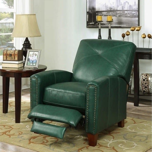 Costco Matias Top Grain Leather Pushback Recliner - Emerald Green