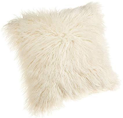 Cream Fur Throw Pillow