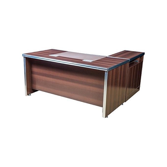 Dark Wood With Iron Steel Edge Band Executive Table-1.6m