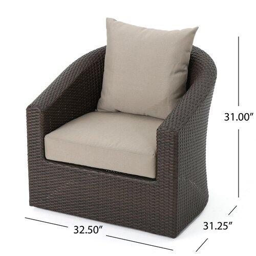 Dierdre Outdoor Wicker Club Patio Chair with Cushions -Set of 2