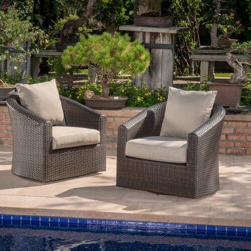 Dierdre Outdoor Wicker Club Patio Chair with Cushions -Set of 2