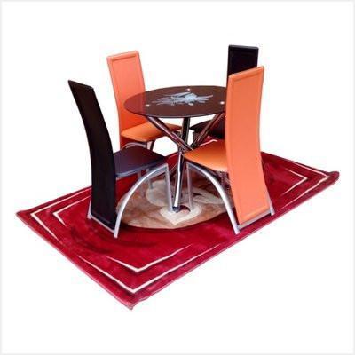 Ile ijeun Table Ṣeto Konbo - Table + 4 ijoko &amp; Rọgi - OB4CR