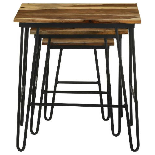 Steve Silver 3-piece Nesting Table with Hairpin Legs Natural and Black Home, Office, Garden online marketplace