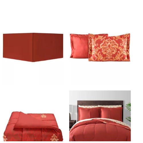 FiDEL Golden Damask 8-piece Reversible King Comforter Set