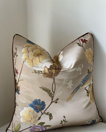 Flower Pattern on Blend Pillow