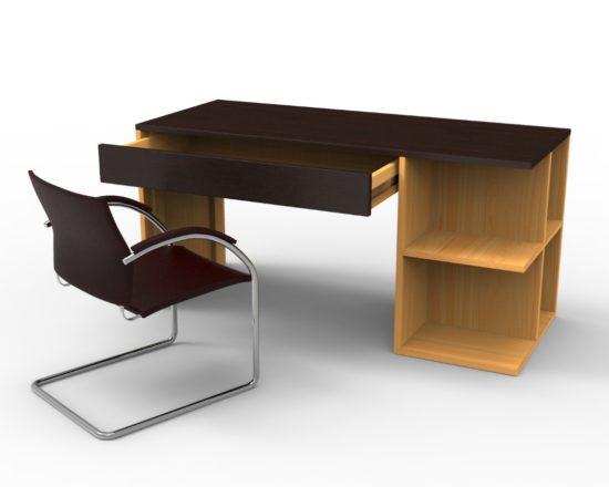 Giselle series office table (Dark-brown & Golden-brown)