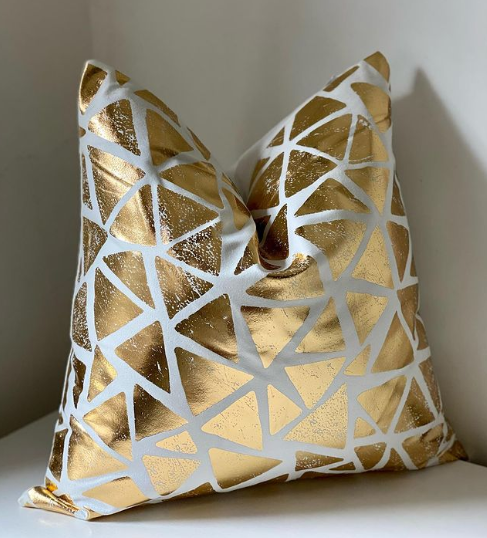 Gold and White Pattern on Blend Pillow