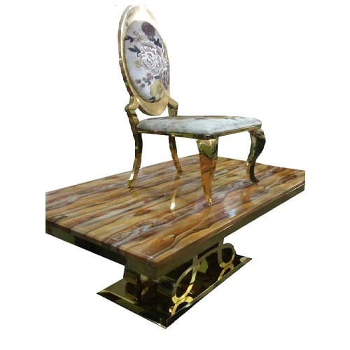 Gold Marble Dining With 6 Chairs