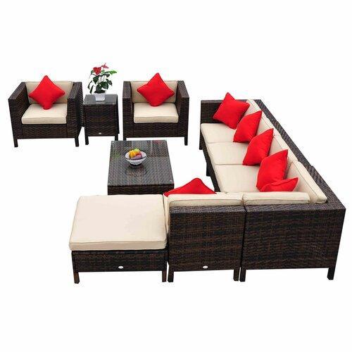 Greenwich 9 Piece Section Group Seating Group with Cushions