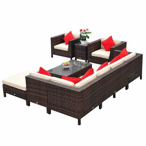 Greenwich 9 Piece Section Group Seating Group with Cushions