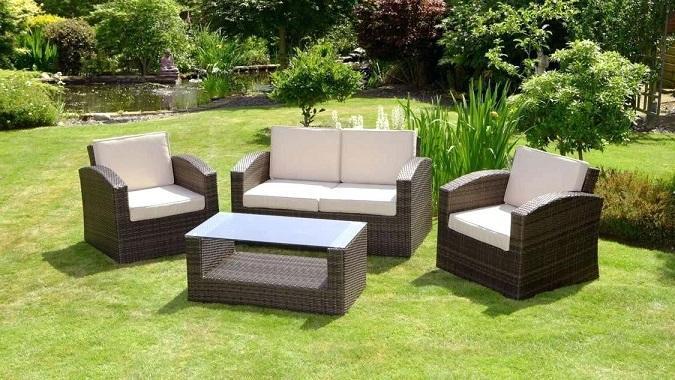 Homall 4 Pieces Outdoor Patio Rattan Chair Wicker Set