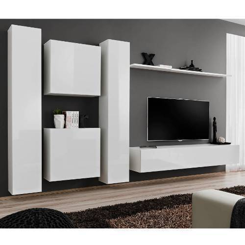 Home Entertainment Center Matte Body & High Gloss Fronts -for Up To 80 Inch TVs