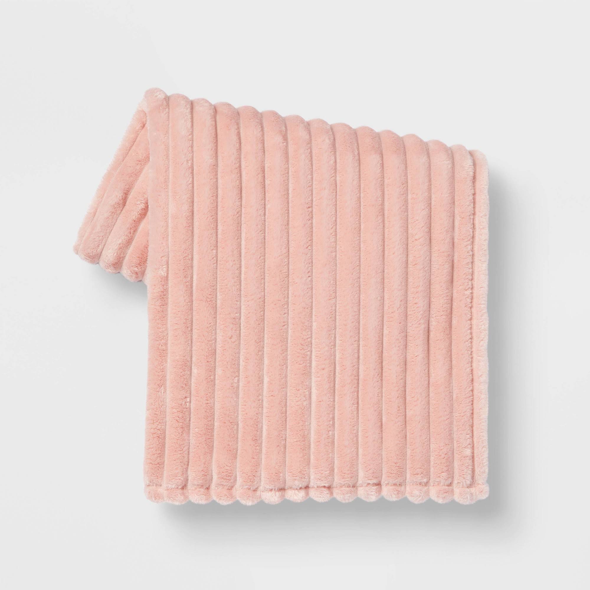 Room Essentials -Ribbed Throw Blanket - 60" X 50" - Blush Pink Home, Office, Garden online marketplace