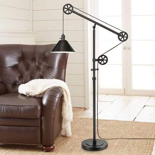 Industrial Pulley Floor Lamp