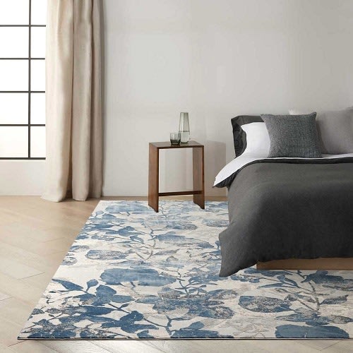 Ivory Blue Area Rug -7ft 10in *9ft 10in