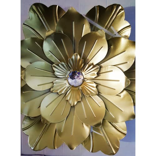 Jeweled 3d Metal Art Flower Wall Sculpture - Set Of 3