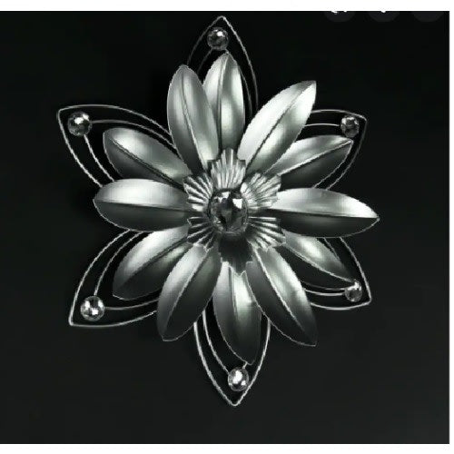 Jeweled 3d Metal Art Flower Wall Sculpture - Set Of 3