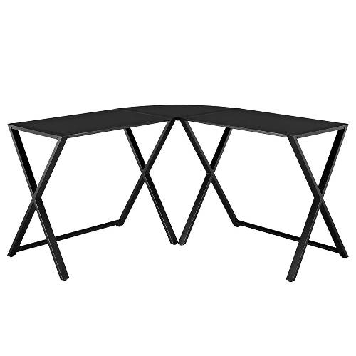 Walker Edison Modern X-Frame Glass & Metal L-Shaped Corner Computer Desk, 51 Inch, Black Home Office Garden furniture online marketplace