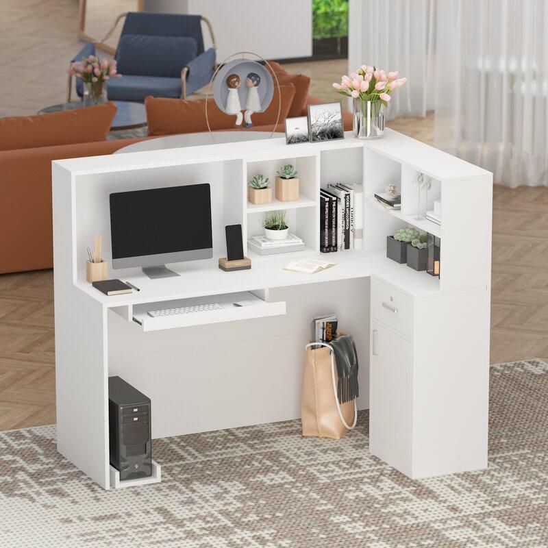 L-Shape Wood Reception Desk Home Office Garden | HOG-HomeOfficeGarden | online marketplace