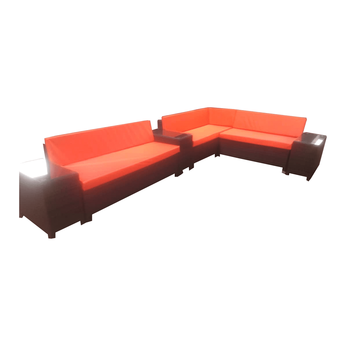 L-Shaped Rattan Garden Furniture Sofa and Side Table Set