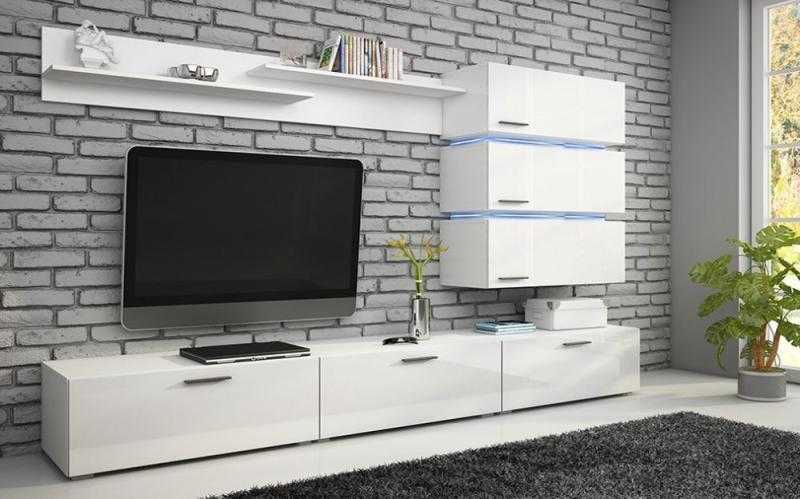 Living Room Furniture TV Unit Cabinet White Storage & Shelf White