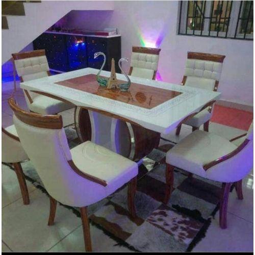Marble Dining Table + 6 Sittings Chairs