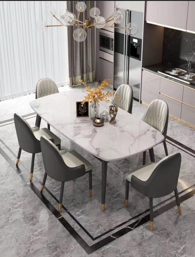 Marble Dining Table set with 6 chairs-XX006
