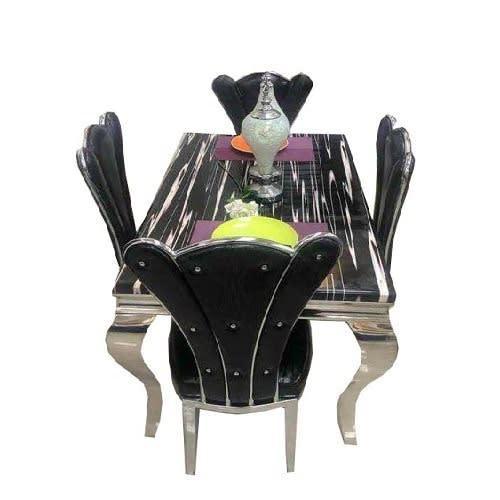 Marble Dining With 4 Chairs (black)