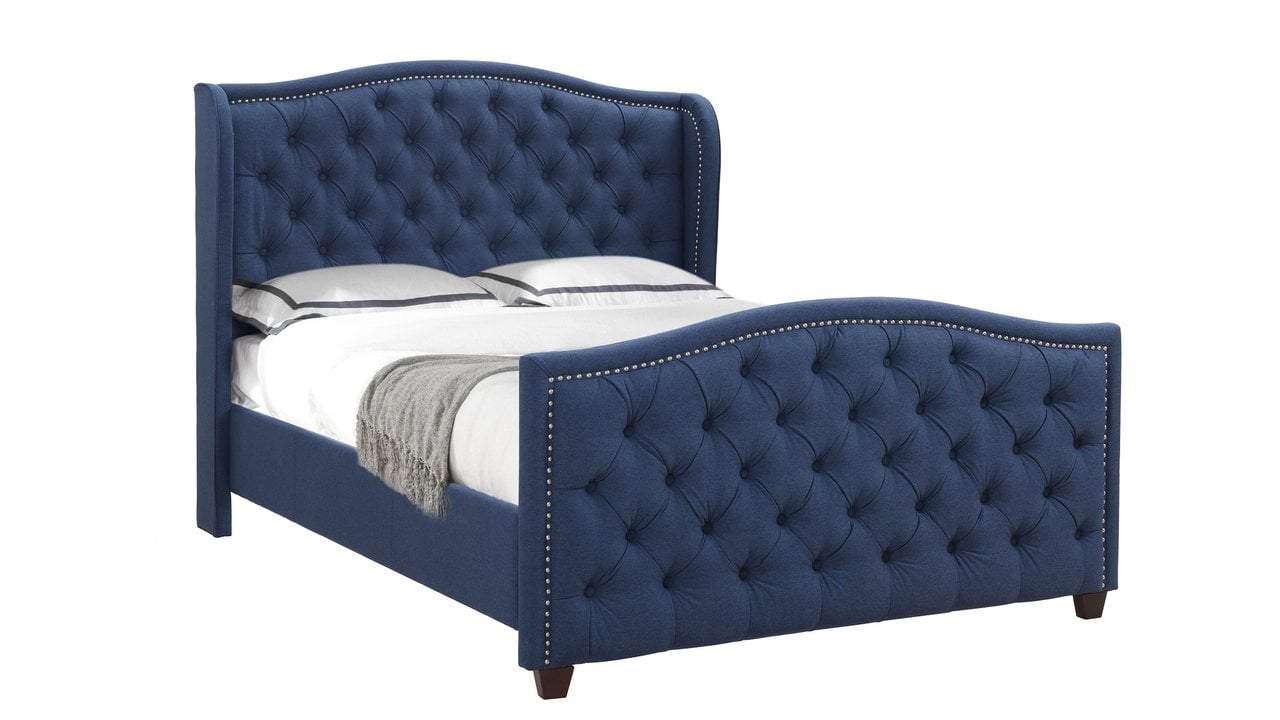 Marcella Upholstered Bed, King, Dark Blue Home Office Garden | HOG-HomeOfficeGarden | online marketplace