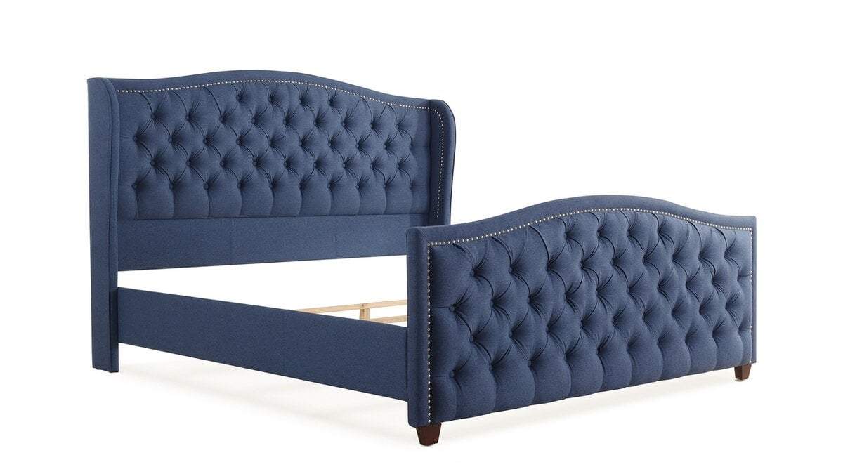 Marcella Upholstered Bed, King, Dark Blue Home Office Garden | HOG-HomeOfficeGarden | online marketplace