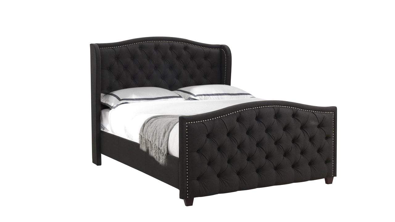 Marcella Upholstered Bed, King, Jet Black Home Office Garden | HOG-HomeOfficeGarden | online marketplace