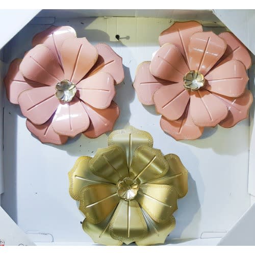 Metal Art Flower Wall Sculpture - Set Of 3