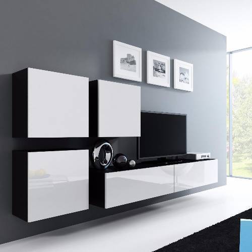 Modern wall cabinets and cupboards tv unit set high gloss fronts