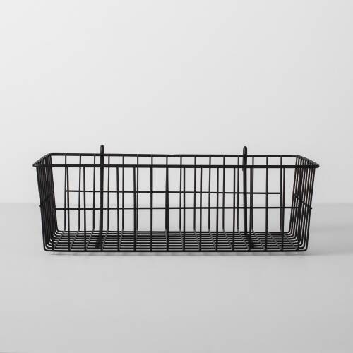 Design Essentials Wire Shelf Hanging Accessory Basket -Black