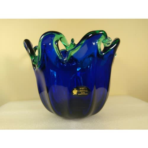 Murano Crystal Fruit Bowl - Cobalt Blue