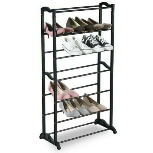 Prima 21 Pair Stackable Shoe Rack - Black