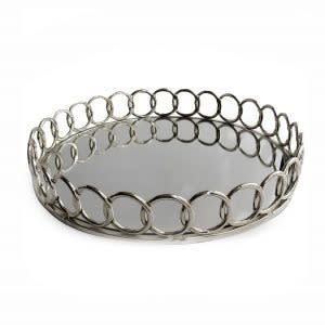 Nanette Lepore Round Link Mirrored Tray