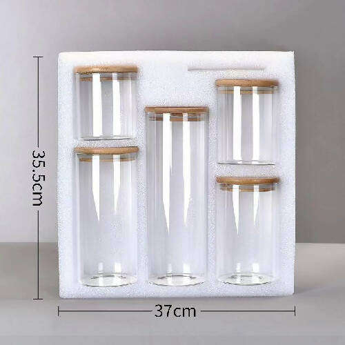 Storage Glass Jars- 5 Piece Set