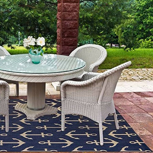 Gertmenian Naples Indoor/outdoor Rug - 6ft x9 ftMedium - Anchor Navy HOG-Home Office Garden online marketplace.