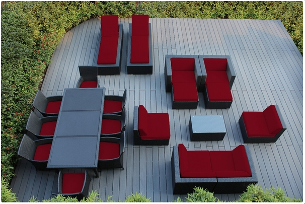 Outdoor Patio Wicker/Rattan Furniture 20-Piece Seating, Dining and Chaise Lounge Set