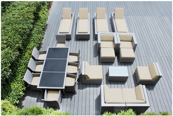Outdoor Patio Wicker/Rattan Furniture 20-Piece Seating, Dining and Chaise Lounge Set