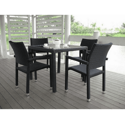 Panama Rattan 4 Seater Square Table Garden Furniture Ṣeto