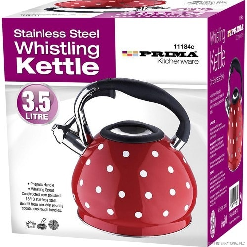 Prima Whistling Kettle - Dotted Red