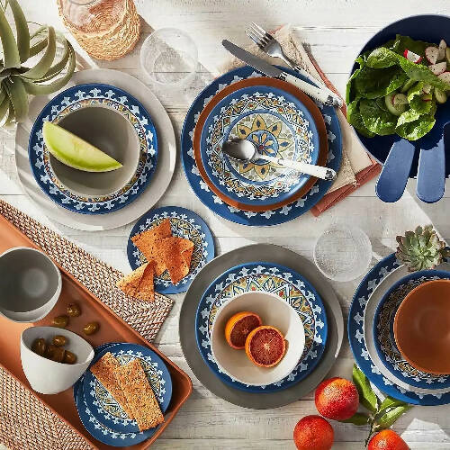 Mark Melamine Dinnerware Set - Olympus Medallion Art Deco - 18-piece Home, Office, Garden online marketplace