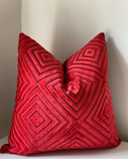 Red Pattern on Blend Pillow