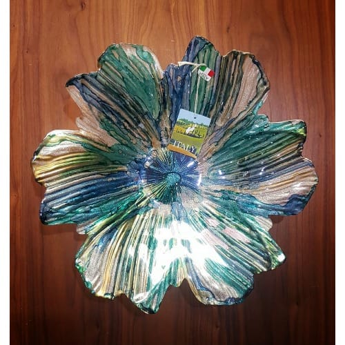 Ridescent Serving Bowl Dessert Plate Shimmering Flower Burst