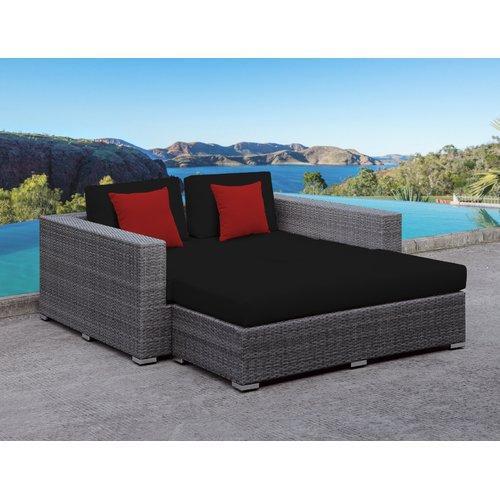 Roslindale 2 Piece Patio Daybed with Cushions - Brown