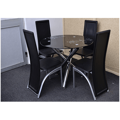 Round Dining Table Black + 4chairs