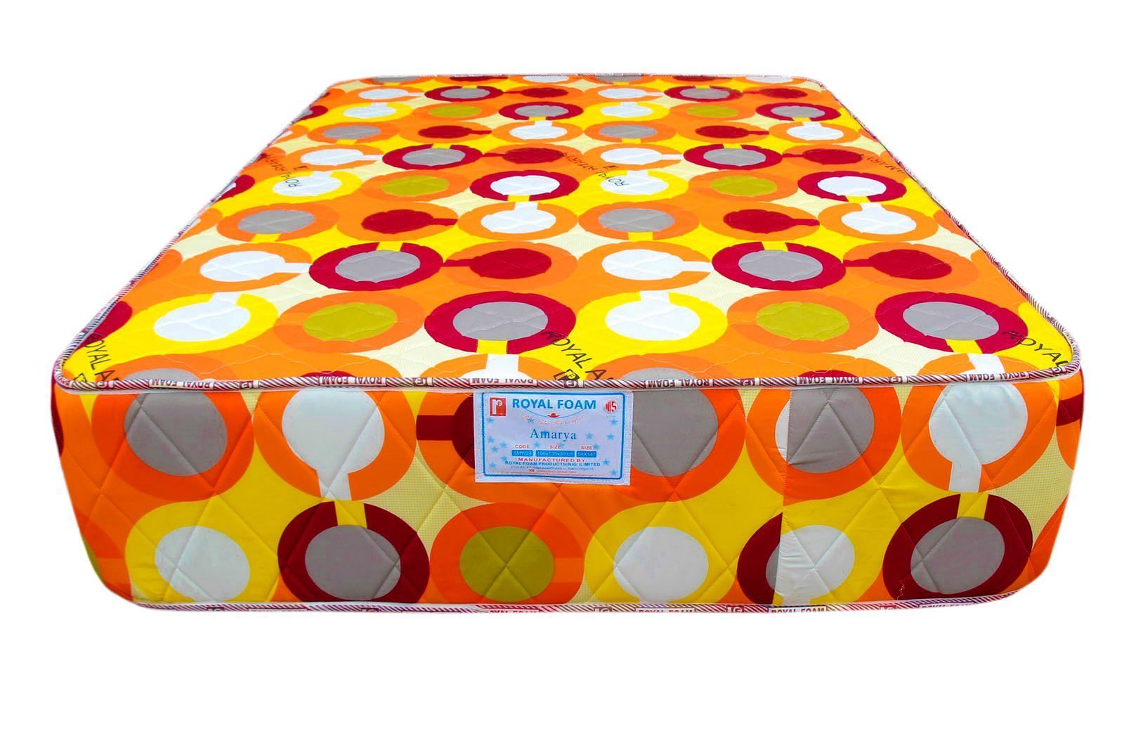 Royal Amarya-Poly Cotton Fabric - 14 Density foam - Fully Quilted Mattress -190X105X20CM [75 x 42 x 8"] [6ft x 3.4ft x 8inches]