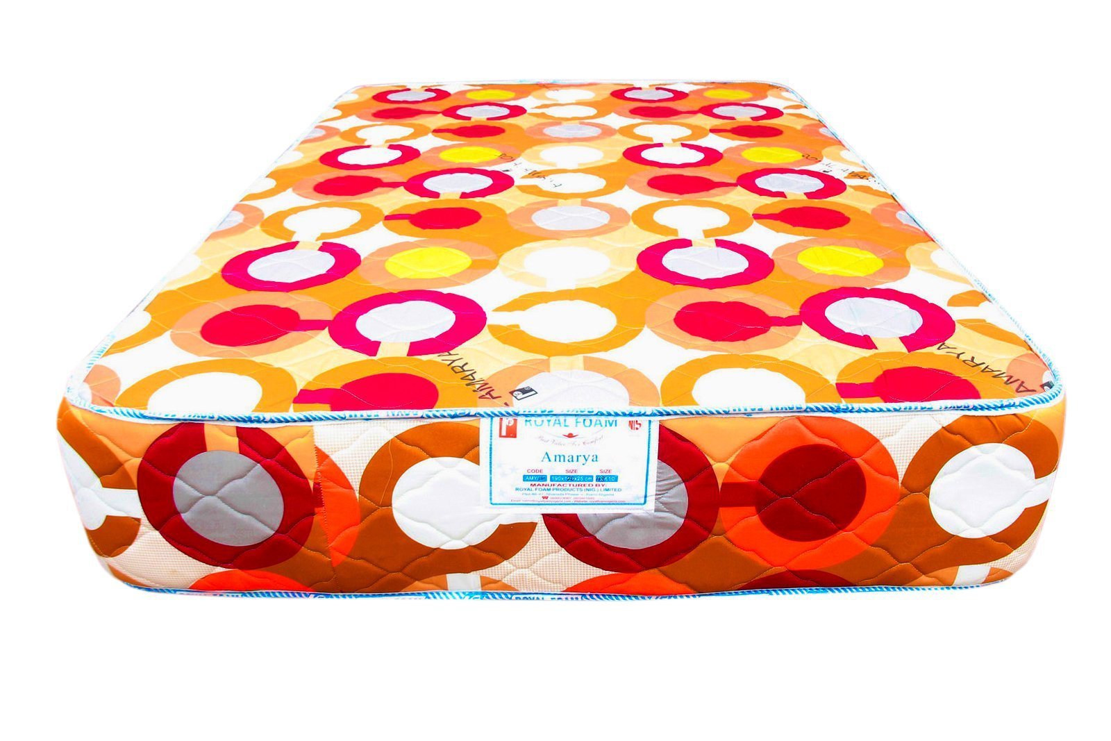 Royal Amarya-Poly Cotton Fabric - 14 Density foam - Fully Quilted Mattress -190X90X10CM [75 x 36 x 4"] [6ft x 3ft x 4inches]
